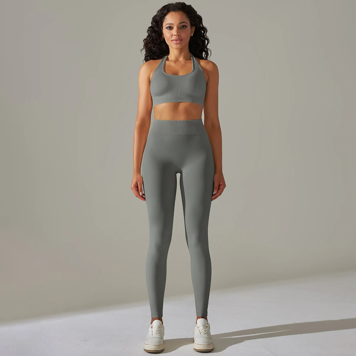 Seamless Halter Neck 2-Piece Yoga Set