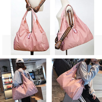 Gym Tote Bag for Women with Yoga Mat Holder Shoe Pocket Workout Handbag Training Fitness Sports Travel Daily Use Shoulder Bags