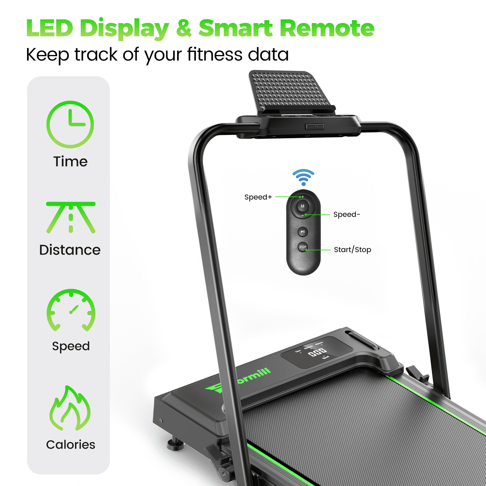 Treadmill 2 in 1 for Home/Office, 300 Lbs Walking Pad Treadmill with Handlebar,Under Desk Treadmill,Led Display & Remote Control