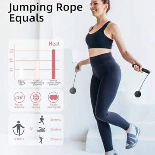 Cordless Jump Rope with Counter & Weighted Ball