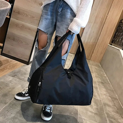 Gym Tote Bag for Women with Yoga Mat Holder Shoe Pocket Workout Handbag Training Fitness Sports Travel Daily Use Shoulder Bags
