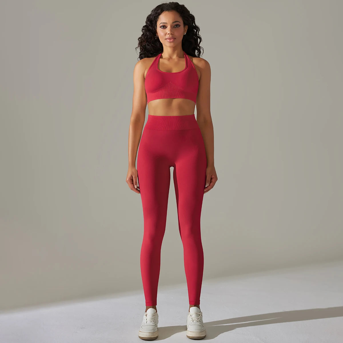 Seamless Halter Neck 2-Piece Yoga Set