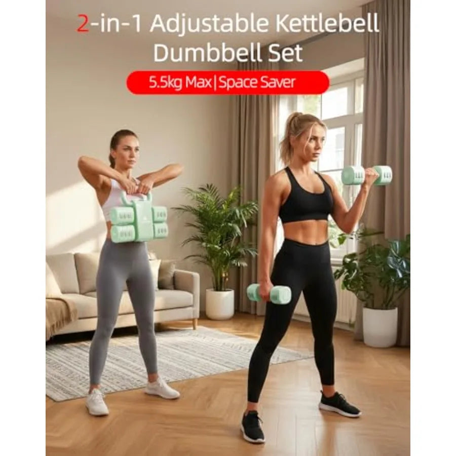 💗 2-in-1 Adjustable Dumbbell &amp; Kettlebell Set Because Buying 8 Different Weights Sounded Expensive