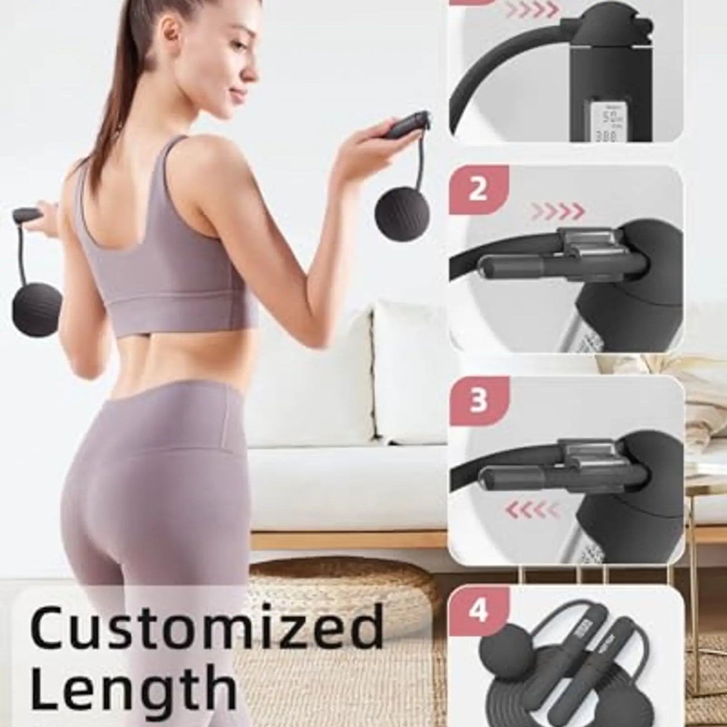 Cordless Jump Rope with Counter & Weighted Ball