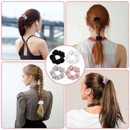 4Pcs Stash Scrunchie Zipper Scrunchiehidden Pocket Scrunchie, Pocket Scrunchies Hair Ties with Hidden Zipper, for Hide Money,Elastic Hair Ties Ponytail Holder Accessories