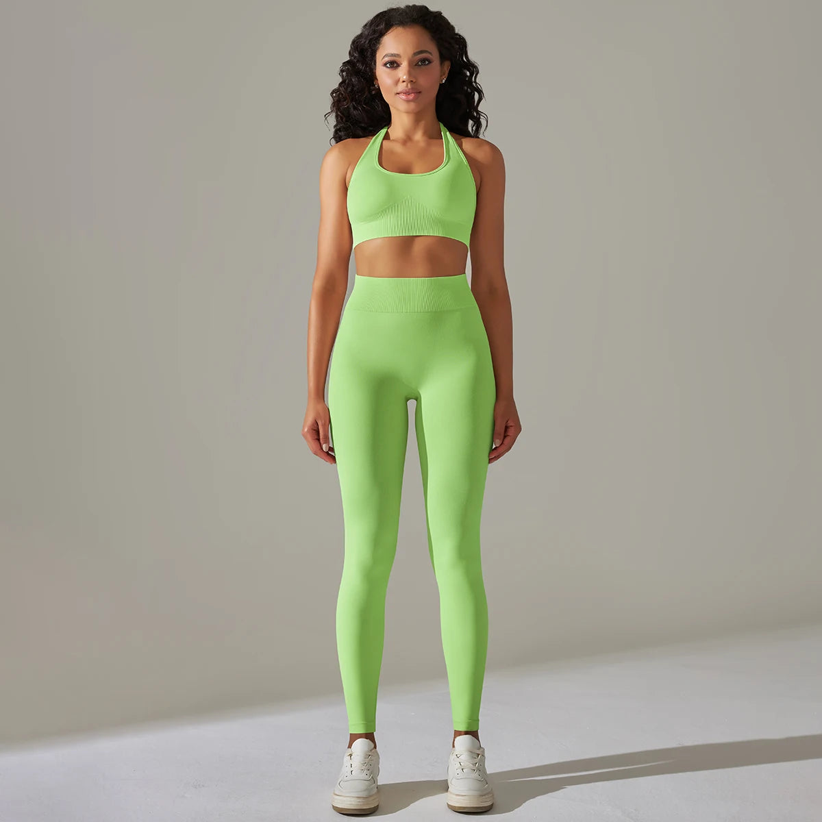 Seamless Halter Neck 2-Piece Yoga Set