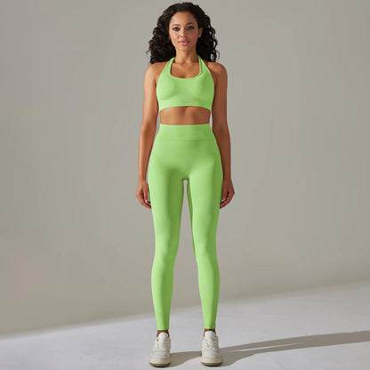Seamless Halter Neck 2-Piece Yoga Set