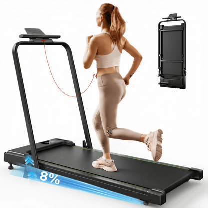 Treadmill 2 in 1 for Home/Office, 300 Lbs Walking Pad Treadmill with Handlebar,Under Desk Treadmill,Led Display & Remote Control