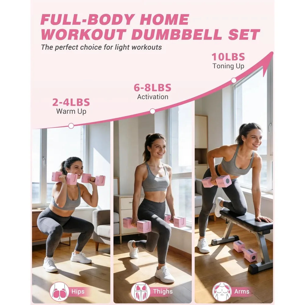 Adjustable Dumbbell Set of 2, 1-Sec Quick-Adjust Dual-Lock Design Hand Weights for Women & Men, Compact No-Roll, Customized
