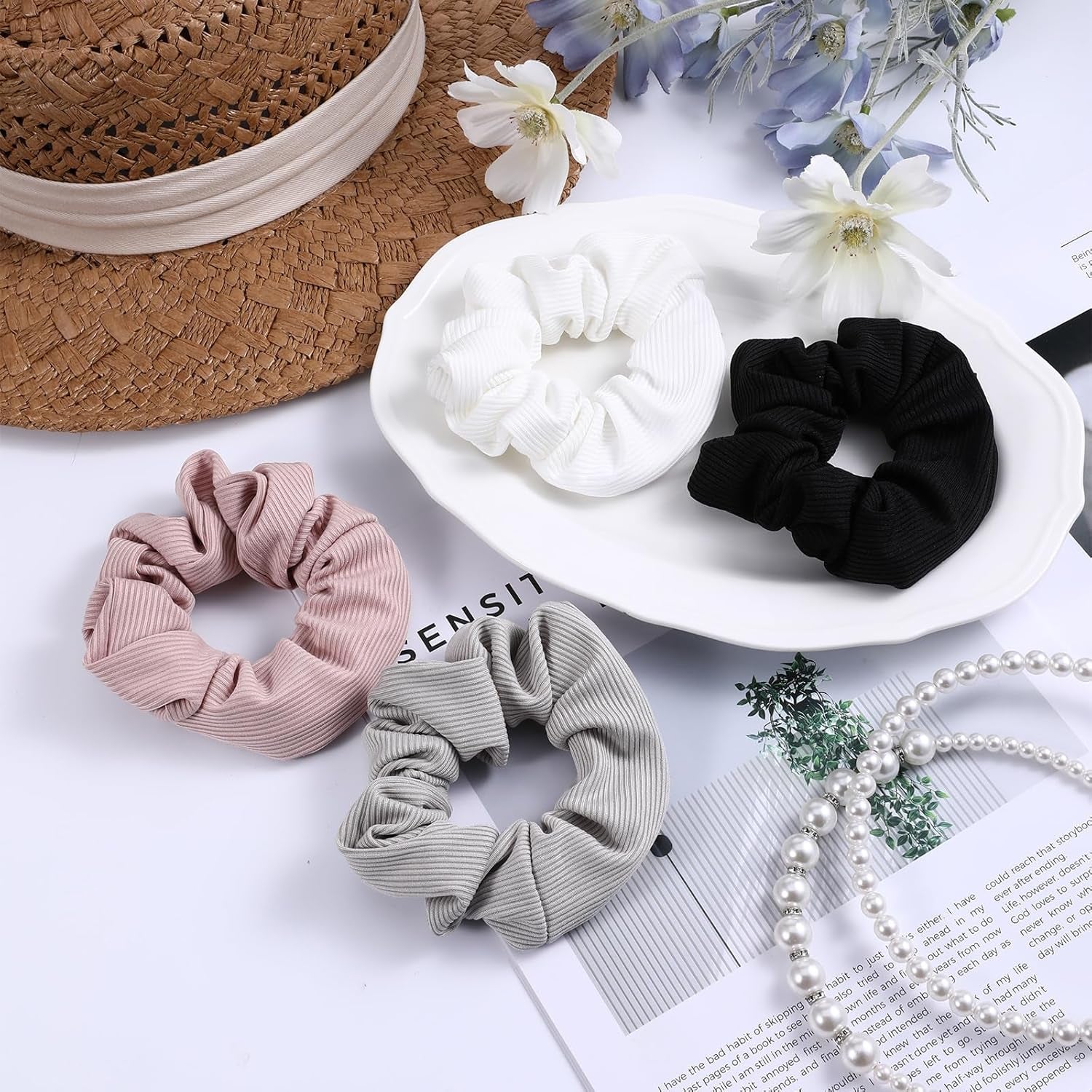 4Pcs Stash Scrunchie Zipper Scrunchiehidden Pocket Scrunchie, Pocket Scrunchies Hair Ties with Hidden Zipper, for Hide Money,Elastic Hair Ties Ponytail Holder Accessories