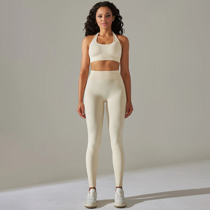 Seamless Halter Neck 2-Piece Yoga Set