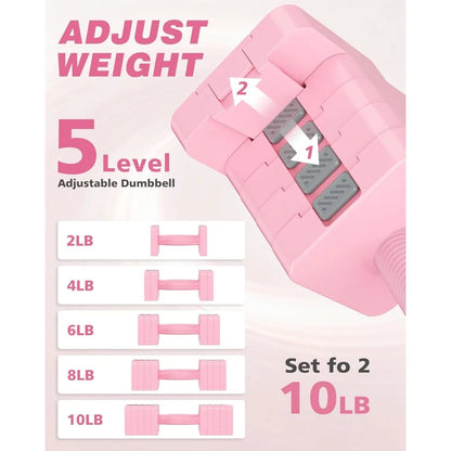 Adjustable Dumbbell Set of 2, 1-Sec Quick-Adjust Dual-Lock Design Hand Weights for Women & Men, Compact No-Roll, Customized