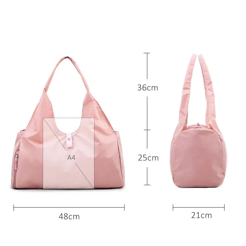 Gym Tote Bag for Women with Yoga Mat Holder Shoe Pocket Workout Handbag Training Fitness Sports Travel Daily Use Shoulder Bags