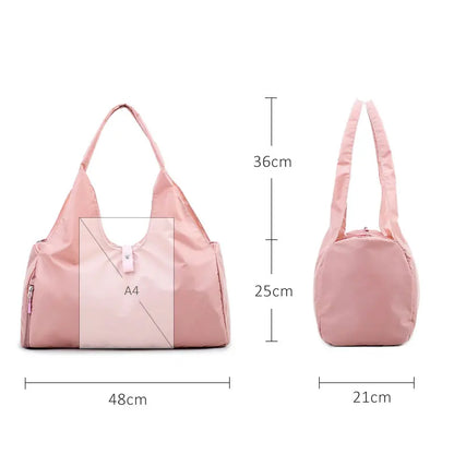 Gym Tote Bag for Women with Yoga Mat Holder Shoe Pocket Workout Handbag Training Fitness Sports Travel Daily Use Shoulder Bags