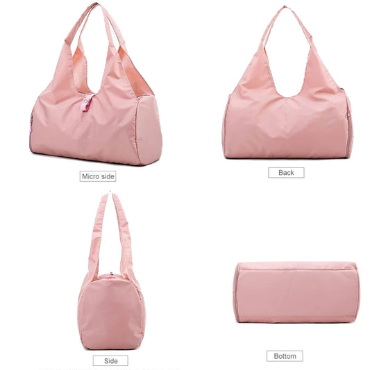 Gym Tote Bag for Women with Yoga Mat Holder Shoe Pocket Workout Handbag Training Fitness Sports Travel Daily Use Shoulder Bags